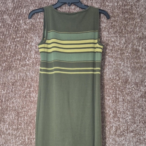 Striped Olive and Yellow Midi Dress - Picture 2 of 3